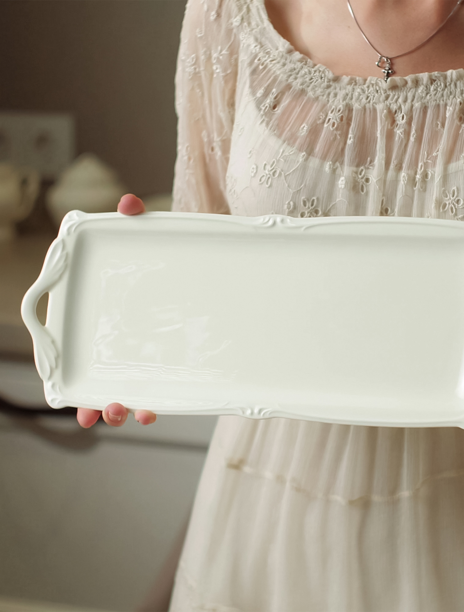 Плоское блюдо Rocaille Blanc, 39 см