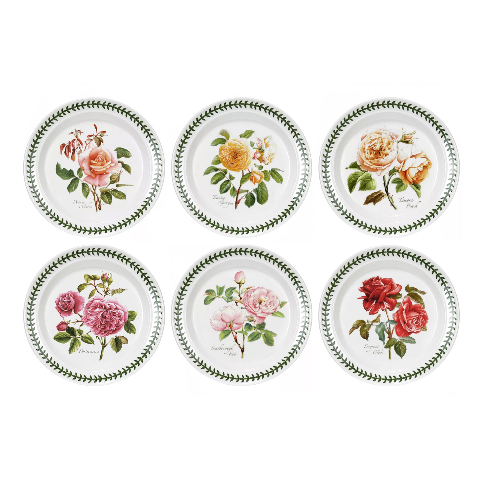 Набор из 6 закусочных тарелок Botanic Garden Roses, 21,5 см